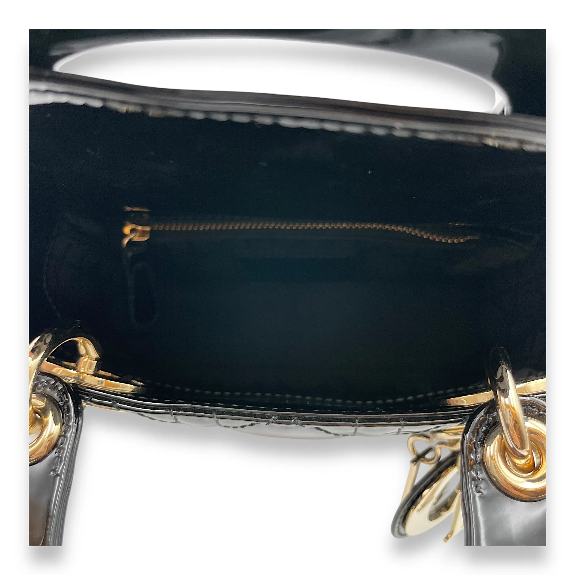 Lady Dior Flap Mini Black Crossbody Bag in Patent Leather, Gold hardware