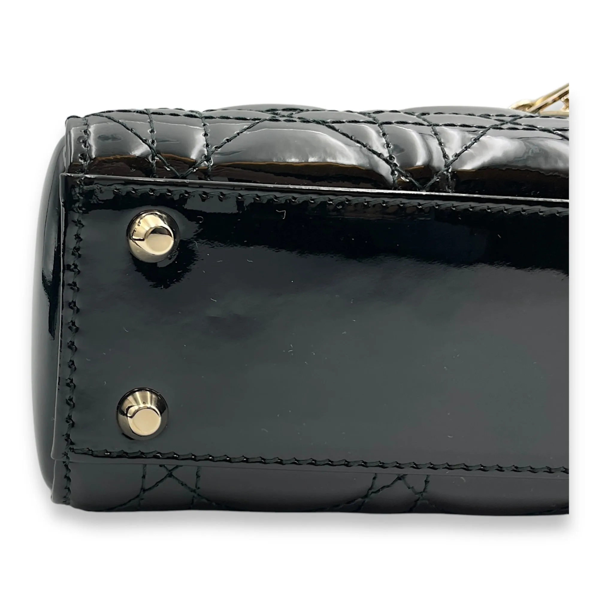 Lady Dior Flap Mini Black Crossbody Bag in Patent Leather, Gold hardware