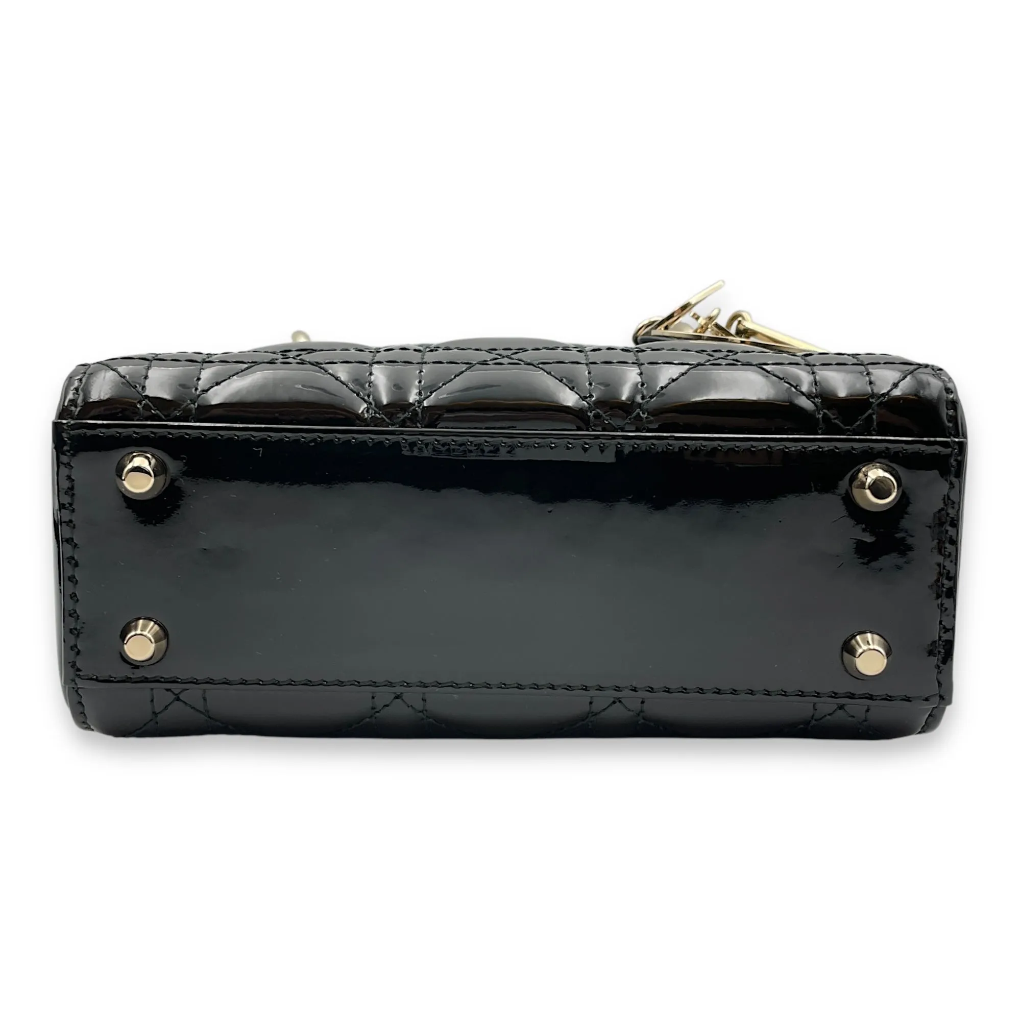 Lady Dior Flap Mini Black Crossbody Bag in Patent Leather, Gold hardware