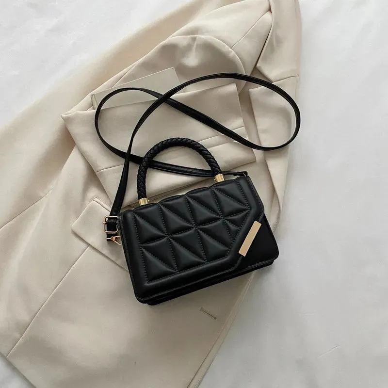 Lady Glams 2024 Plaid PU Leather Shoulder Bag - Elevate Your Style with Modern Elegance