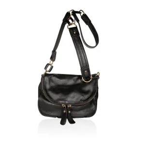 Lamb Leather Handbag Sasha Messenger / Sling Black Designer Bag TS10-13 (DM06)