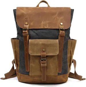 Laptop Backpack Genuine Leather Casual Travel Daypack Hiking Travel Bag Camping Rucksack(D)