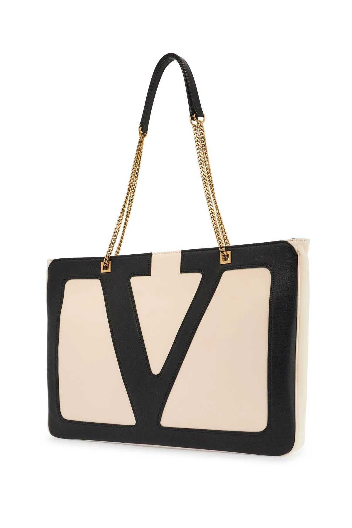 large white chain tote bag 6W2B0R12PTJ BUTTER WHITE/NERO