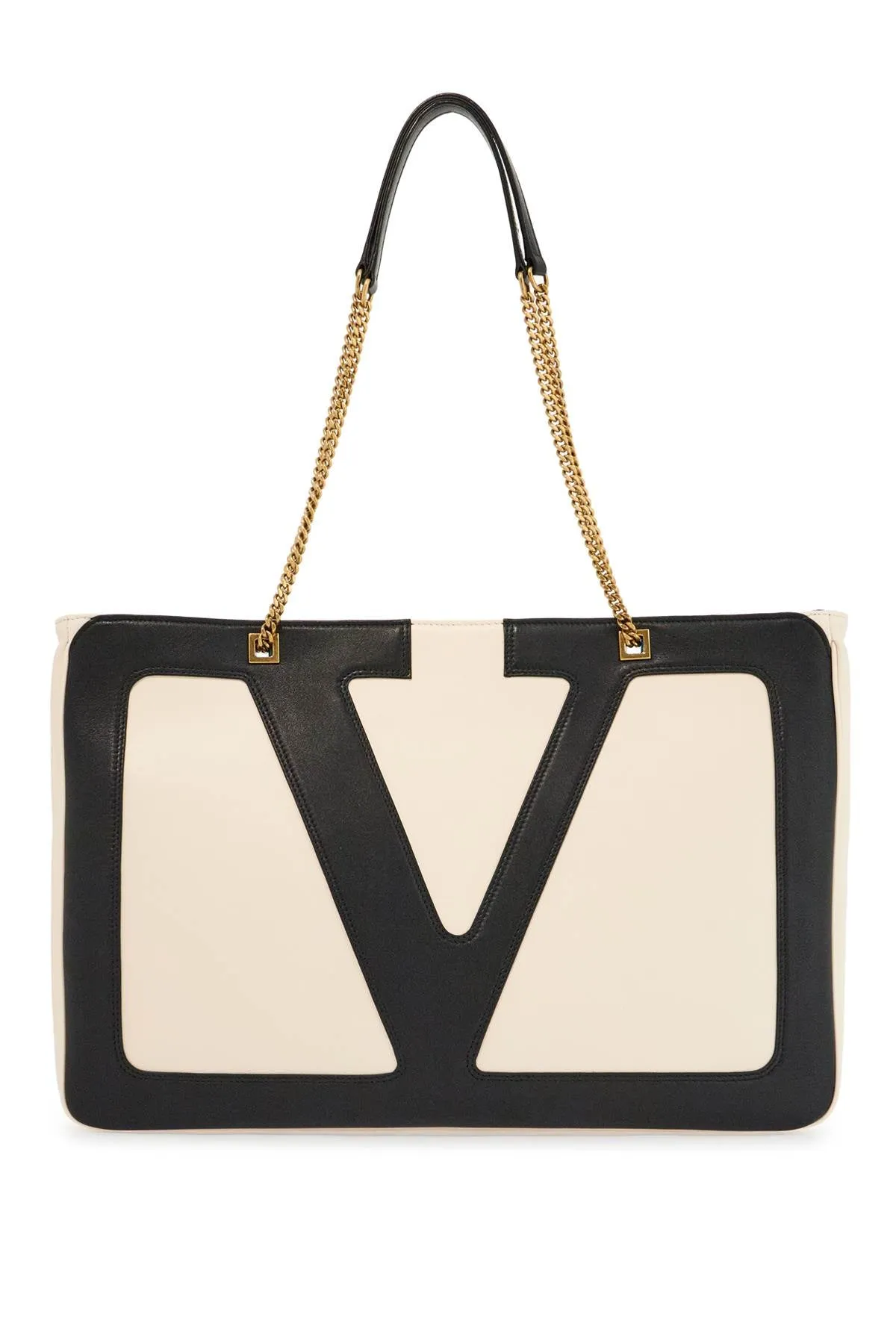 large white chain tote bag 6W2B0R12PTJ BUTTER WHITE/NERO