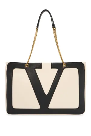 large white chain tote bag 6W2B0R12PTJ BUTTER WHITE/NERO