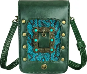 Larswon Belt Pouch, Renaissance Bag Medieval Leather Belt Pouch Ren Faire Accessories Small Crossbody Belt Bag Cell Phone Pouch Renaissance Belt (Green - Gem), Medium, labk1275