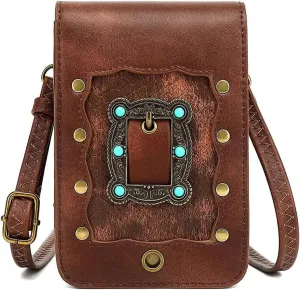Larswon Brown - Gem Renaissance Belt Bag, Small Crossbody Belt Bag, Handbag for Festival, Concert, Night Club, Cosplay, Outdoor Adventures