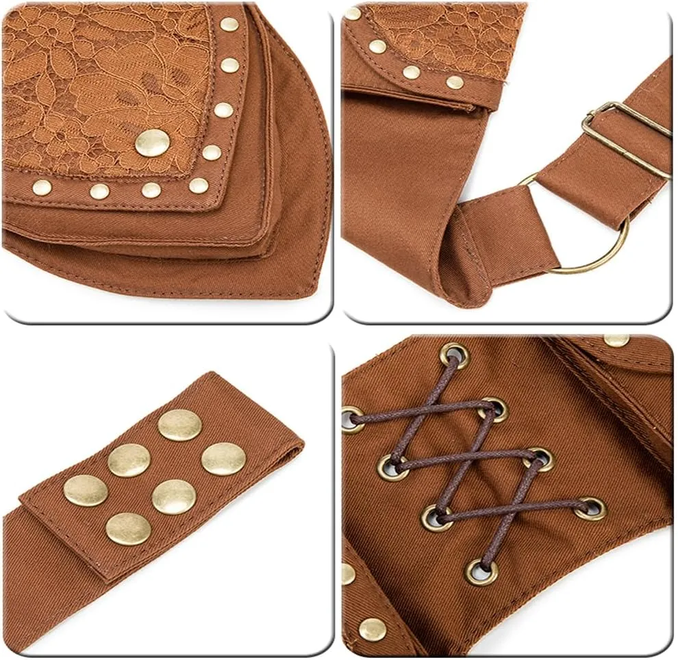 Larswon Renaissance Bag Leg Bag for Women, Renaissance Belt, Festival Bag, Waist Bags for Women, Thigh Bag, Style 3: Coffee, M, renaissance bag