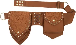 Larswon Renaissance Bag Leg Bag for Women, Renaissance Belt, Festival Bag, Waist Bags for Women, Thigh Bag, Style 3: Coffee, M, renaissance bag