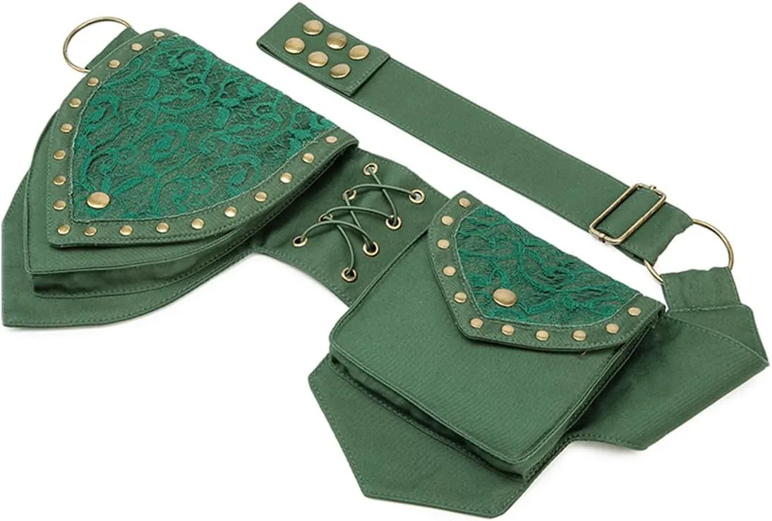 Larswon Renaissance Bag Leg Bag for Women, Renaissance Belt, Festival Bag, Waist Bags for Women, Thigh Bag, Style 3: Green, M, renaissance bag