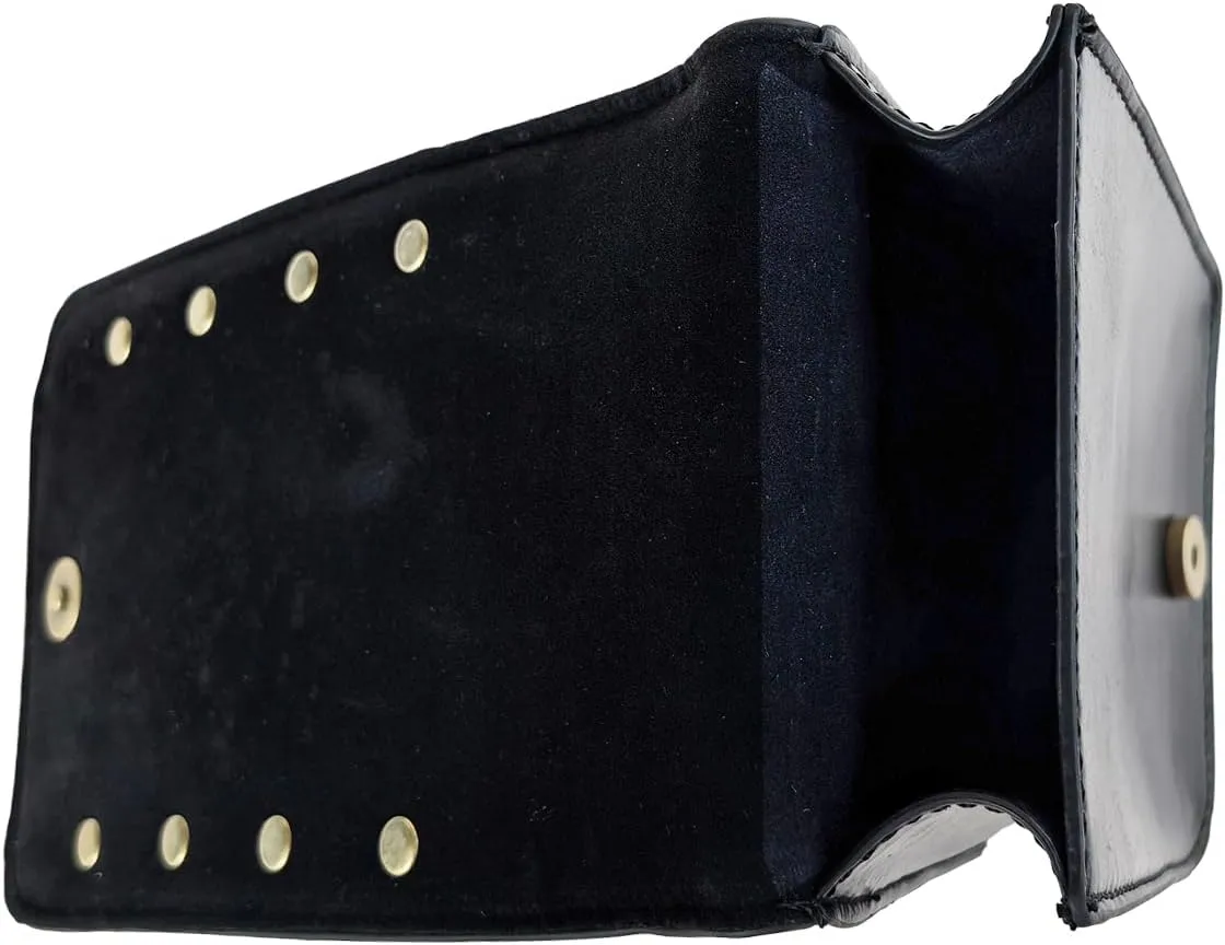 Larswon Renaissance Bag, Medieval Leather Belt Bag - Crossbody, Cell Phone Pouch (Black - Gem)