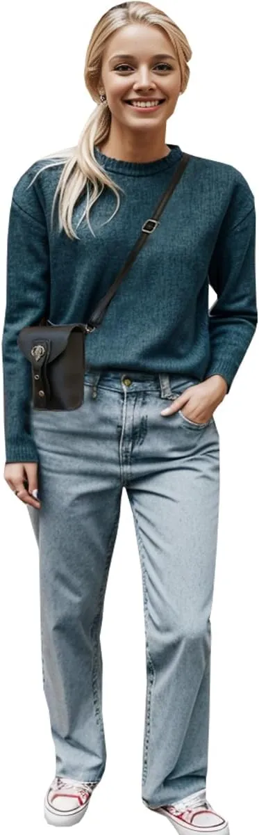 Larswon Renaissance Bag, Medieval Leather Belt Bag - Small Crossbody Cell Phone Pouch (Black - Fairy)