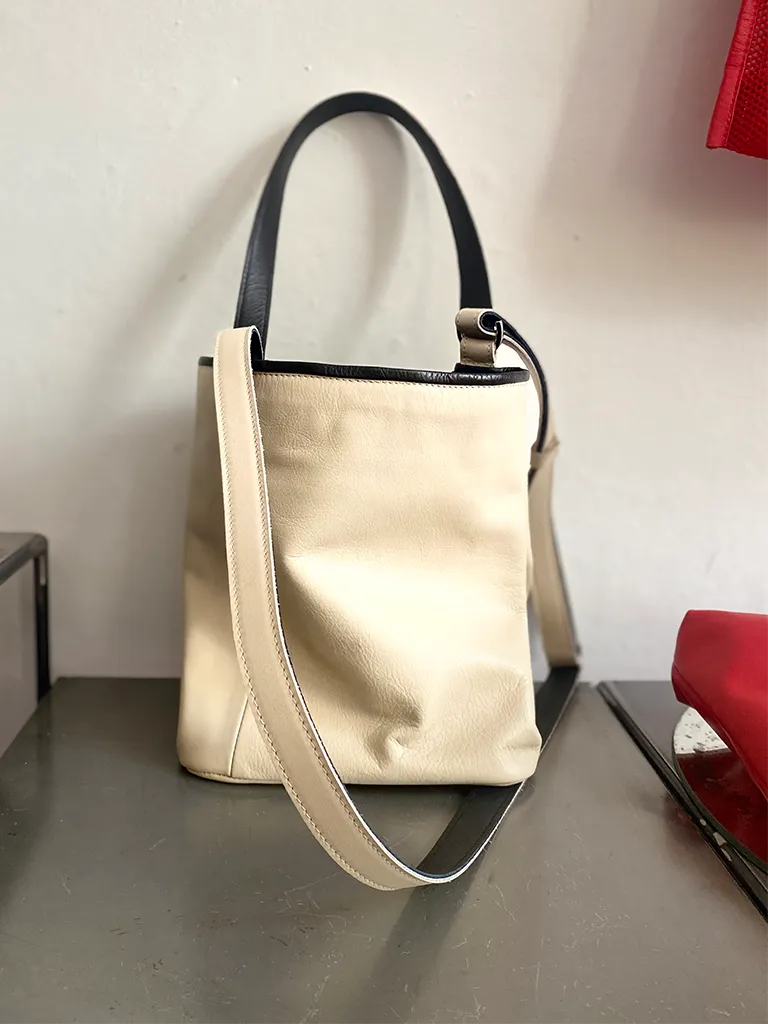 Latte and Black Soft Bucket Bag