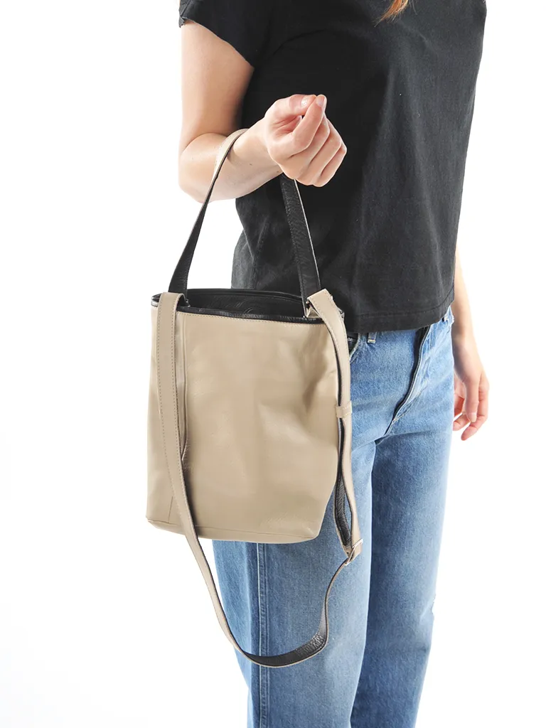 Latte and Black Soft Bucket Bag