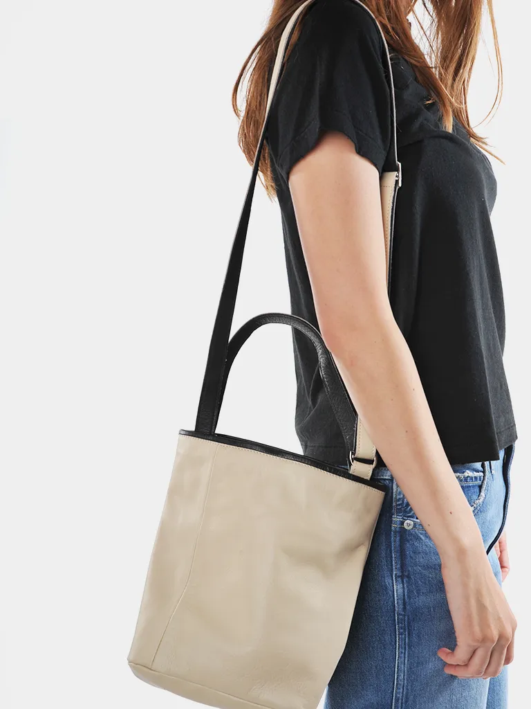 Latte and Black Soft Bucket Bag