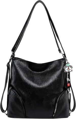 Leather Crossbody Bags for Women Lightweight Quilted Leather Handbags Women's Carry on Bag for Airplanes Women(Black)