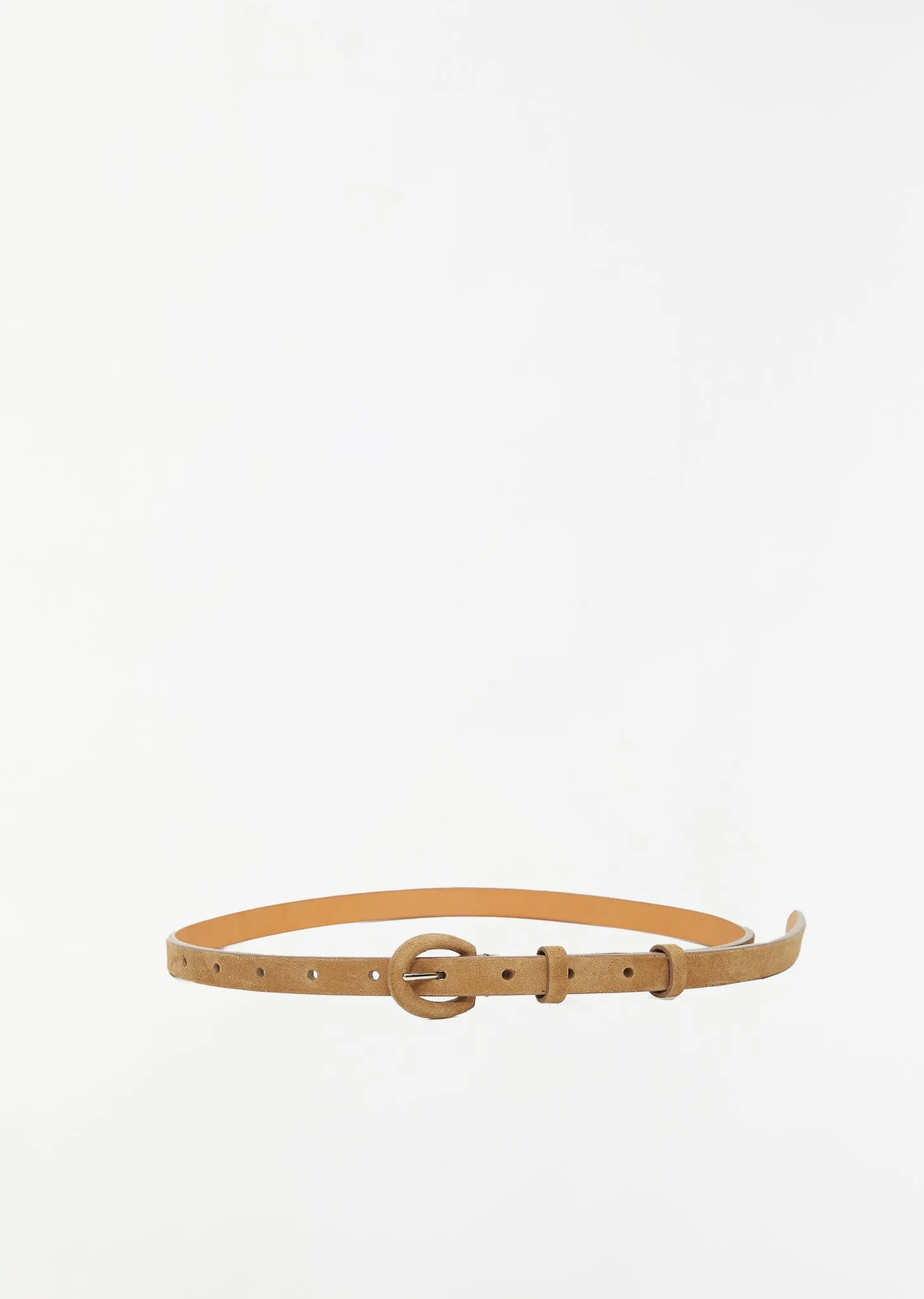 Leather Narrow Belt - W — Kudu Beige