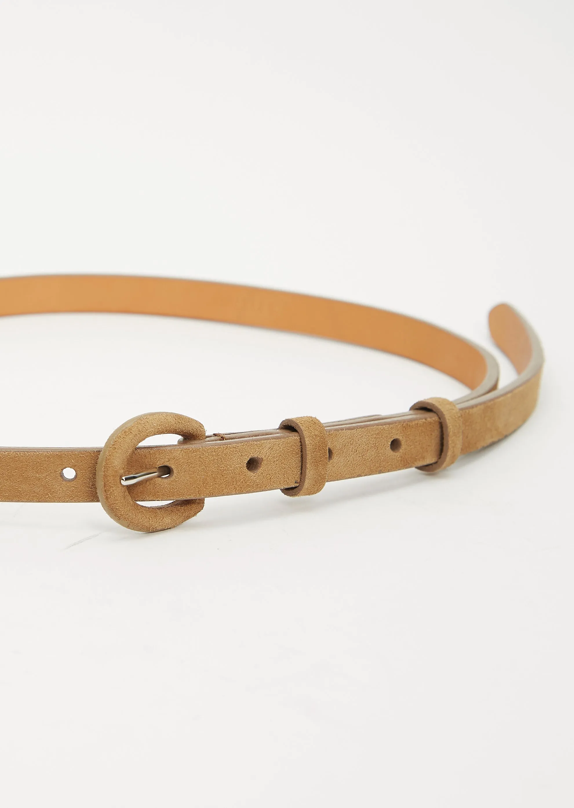 Leather Narrow Belt - W — Kudu Beige