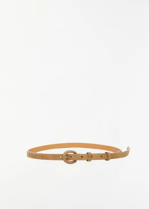 Leather Narrow Belt - W — Kudu Beige