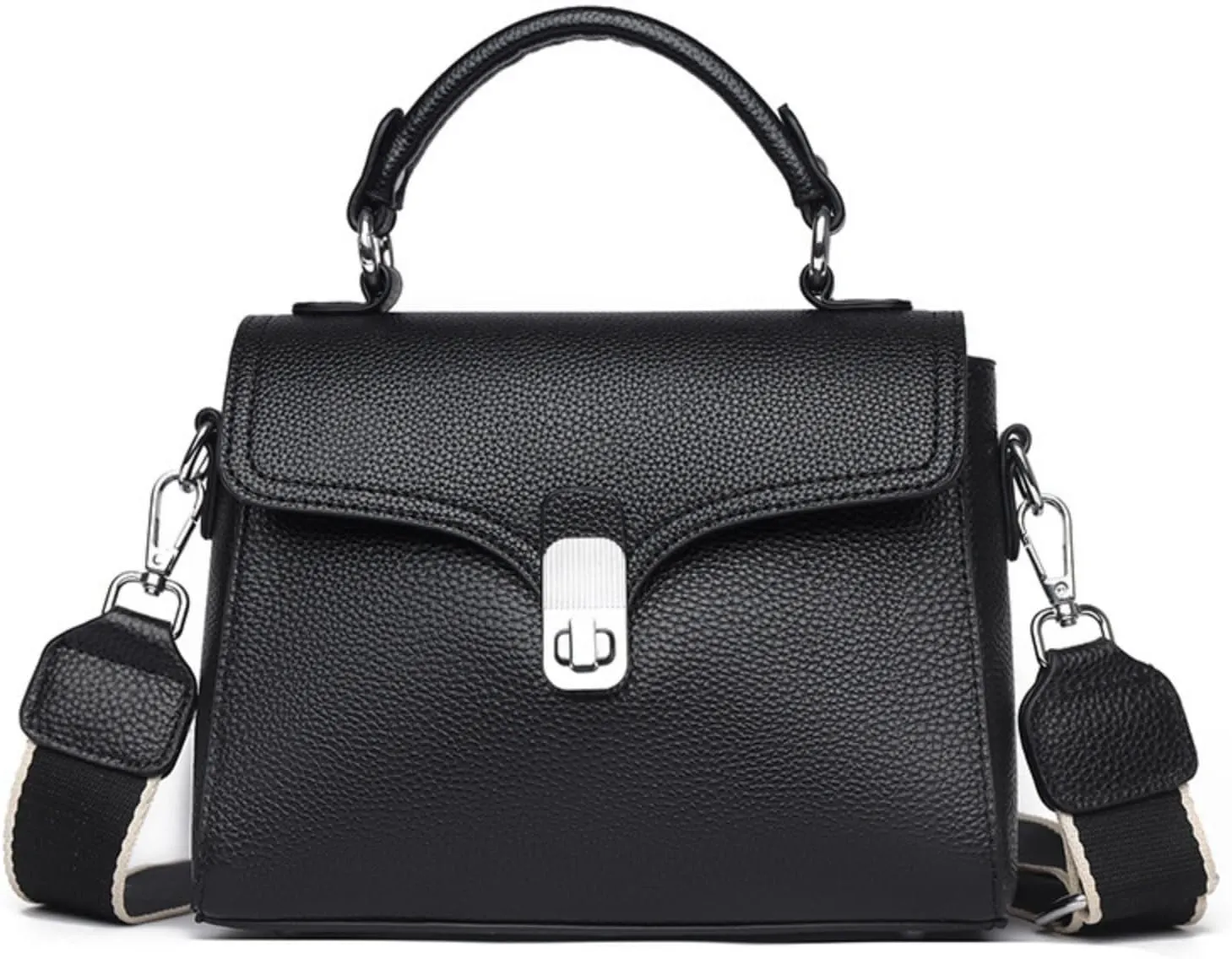 Leather Top Handle Handbag for Women, Small Flap Shoulder Bags Vintage Satchels Fashion Crossbody Clutch Purse