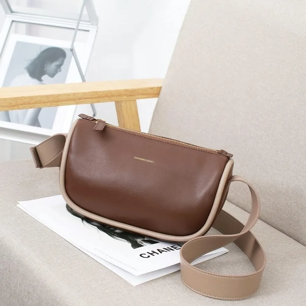 Leather Women's Unique Shoulder Bags Envelope Clutch Purse With Cross-body Chain Strap (Brown)