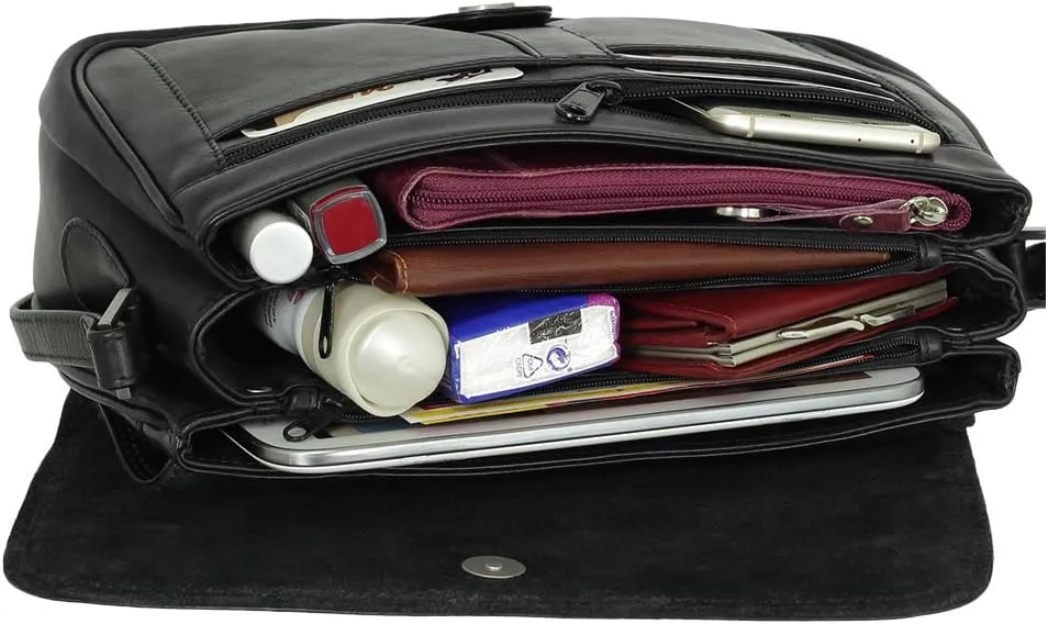 Ledershop24 Leather Women's Shoulder Bag Festival Bag Handbag 28 cm Various Colours, black