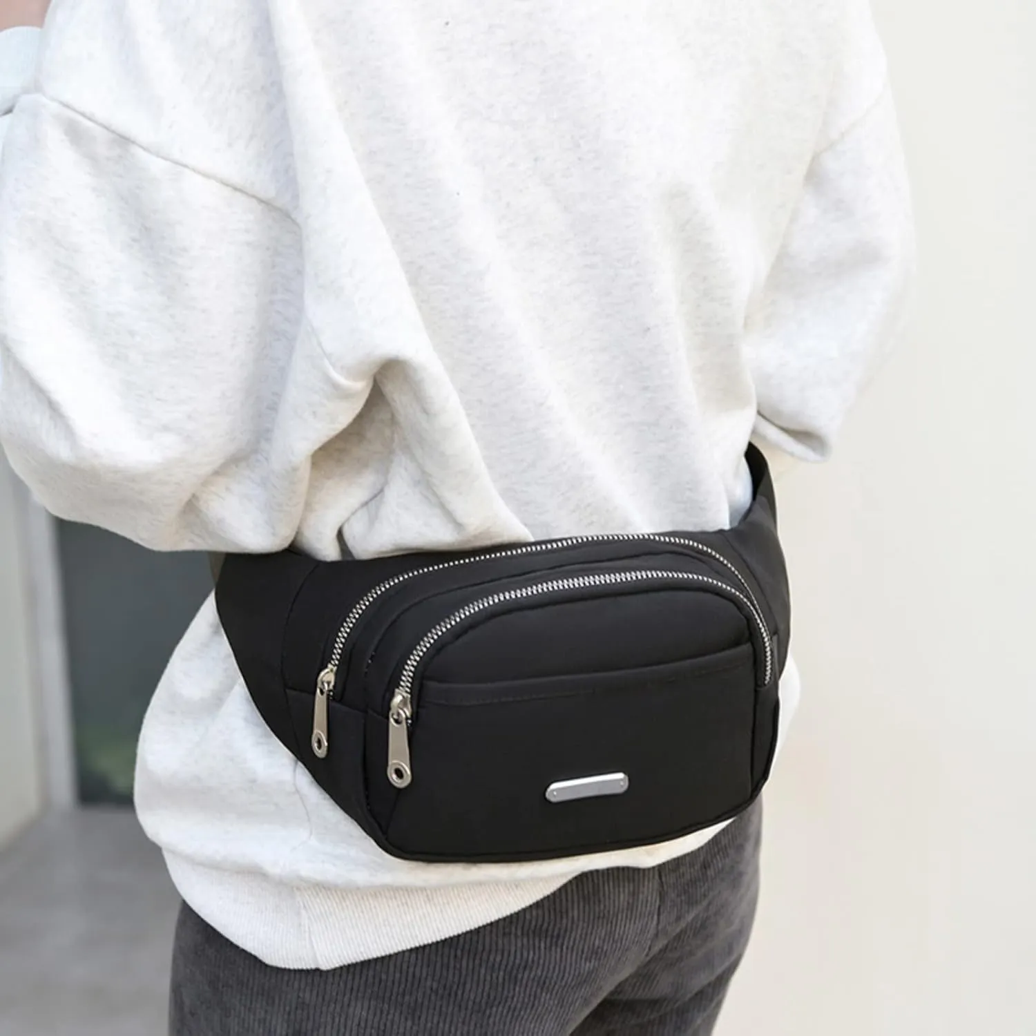 Lightweight Small Crossbody Bag for Women Men Shoulder Bags Anti-Theft Design for Travel Running Fanny Pack(Black)
