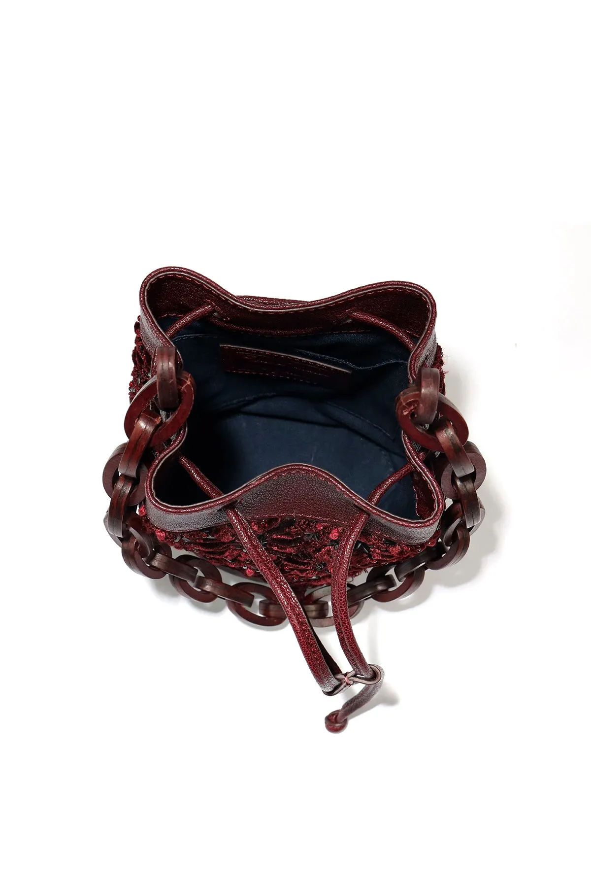 Lilac-Sangria Leather Bucket Bag