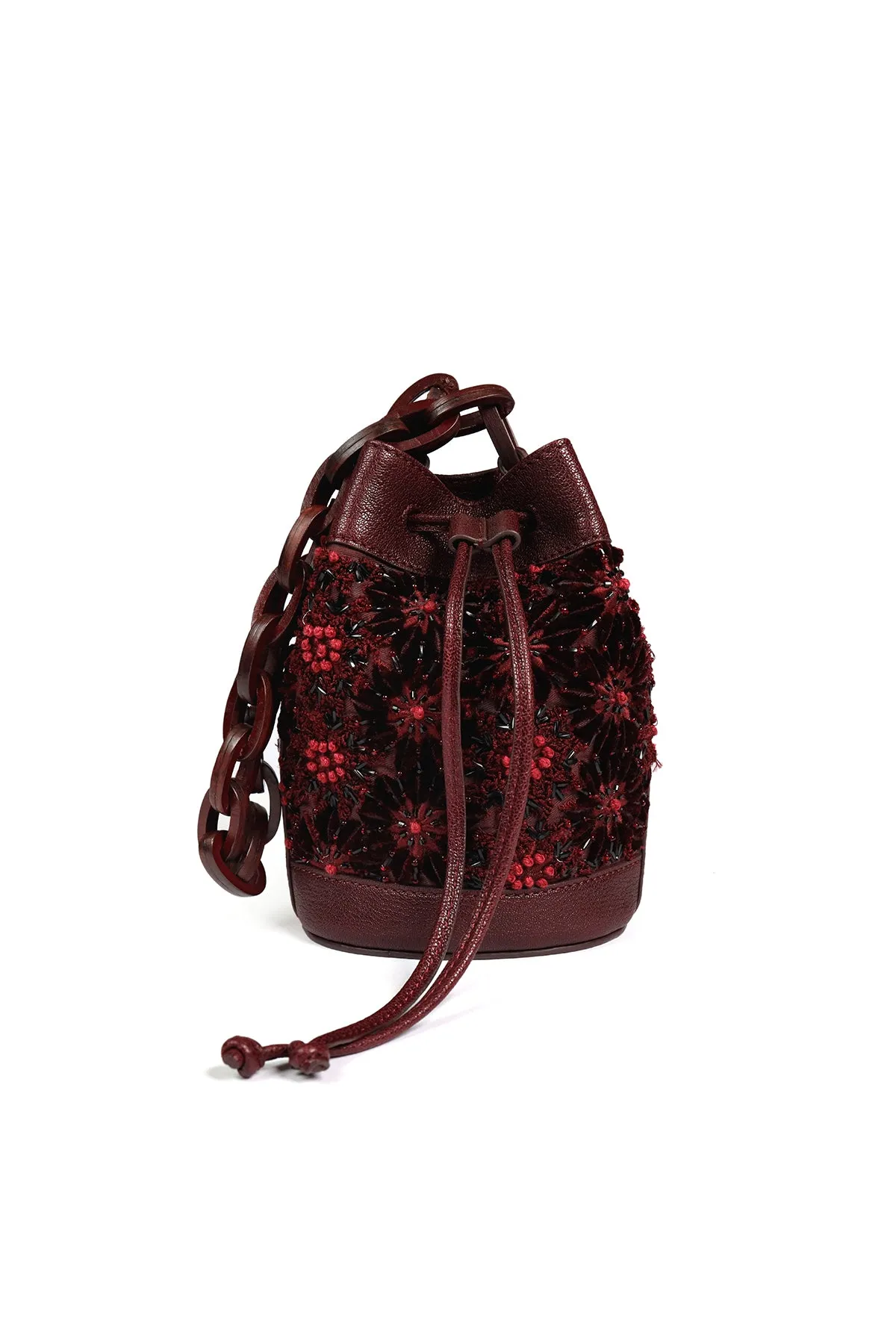 Lilac-Sangria Leather Bucket Bag