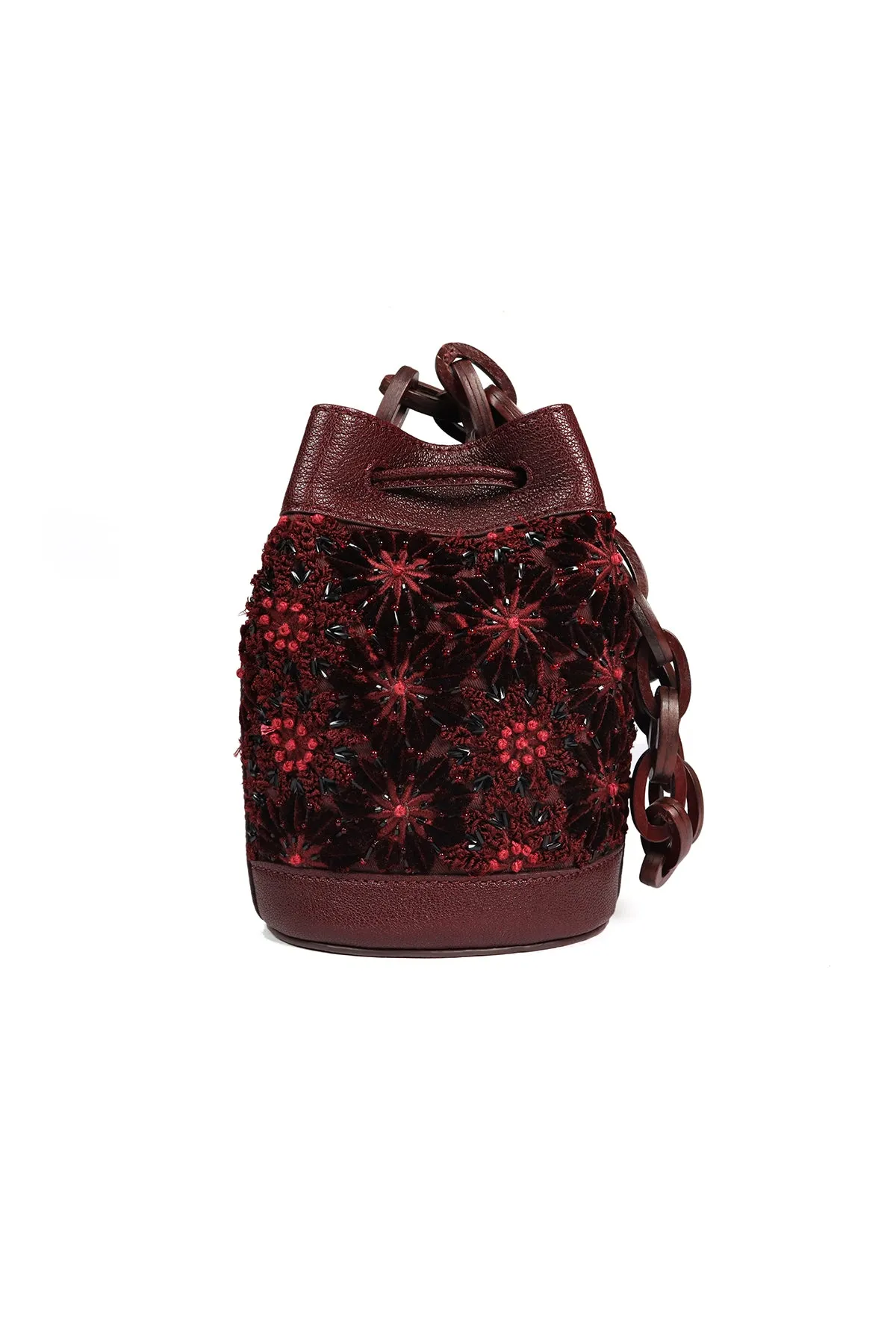 Lilac-Sangria Leather Bucket Bag