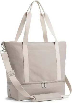 Lo & Sons Catalina Deluxe Tote - Spacious Canvas Travel & Everyday Bag With Shoe Compartment, Luggage Sleeve, Padded Strap