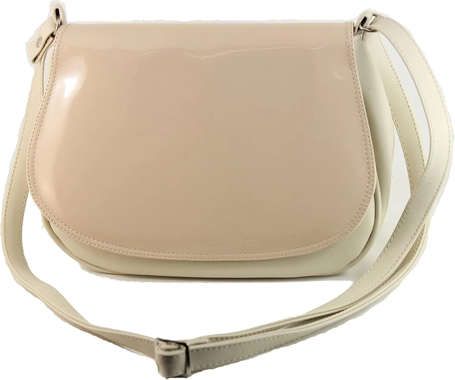 LONI Shoulder Bags for Women Handbag Shoulder Bag Saddle Bag Medium Patent PU Leather, Beige (nude-beige)