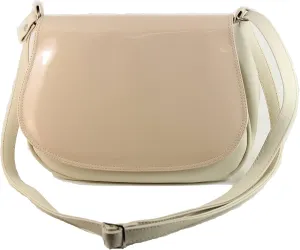 LONI Shoulder Bags for Women Handbag Shoulder Bag Saddle Bag Medium Patent PU Leather, Beige (nude-beige)