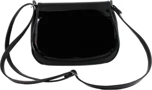 LONI Shoulder Bags for Women Handbag Shoulder Bag Saddle Bag Medium Patent PU Leather, black