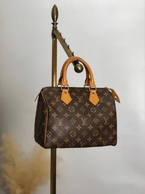 LOUIS VUITTON Monogram Handbag Boston bag Brown M41528 Vintage ausxgj