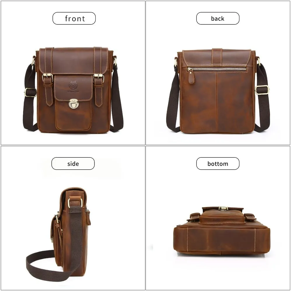 LUKZIJAES Genuine Leather Messenger Bag for Men Sling Shoulder Bags Flap Vintage Crocodile Embossed Business Handbag