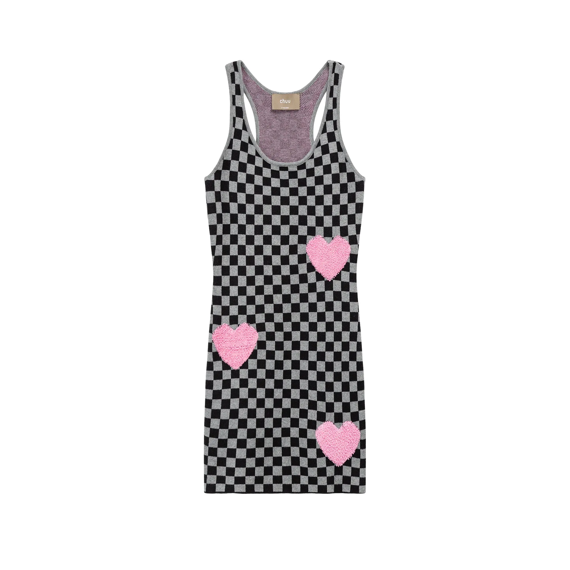 Luv U 2 Checker Print Heart Mini Dress