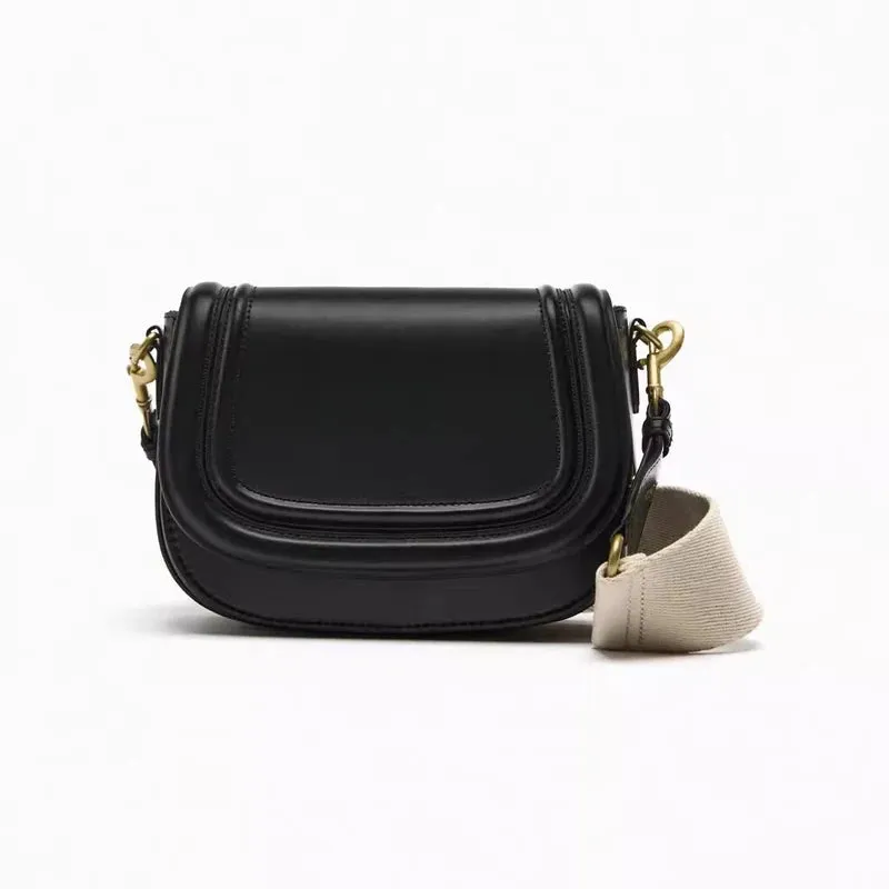Luxury High Quality Leather Women's Fashion Flap Saddle Shoulder Handbag Purse Wide Strap Crossbody Messenger Bags
