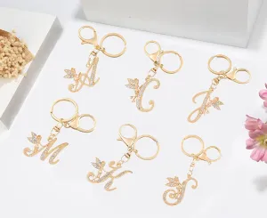 LVYOUME Initial Letter Keychain Bag Charms for Women, Cute Personalized Gold Key Chains for Girls, Gold-angel-c