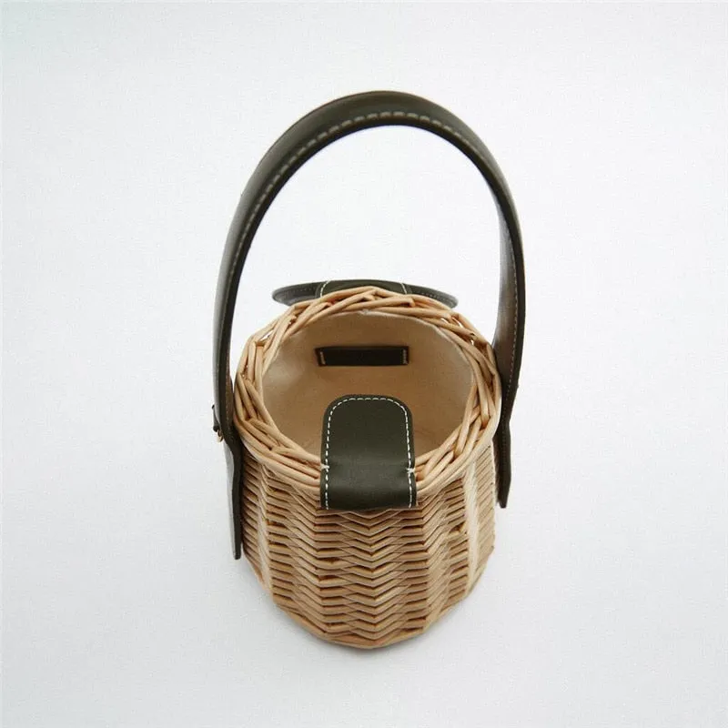 Lydia Basket Bag with Leather Cover