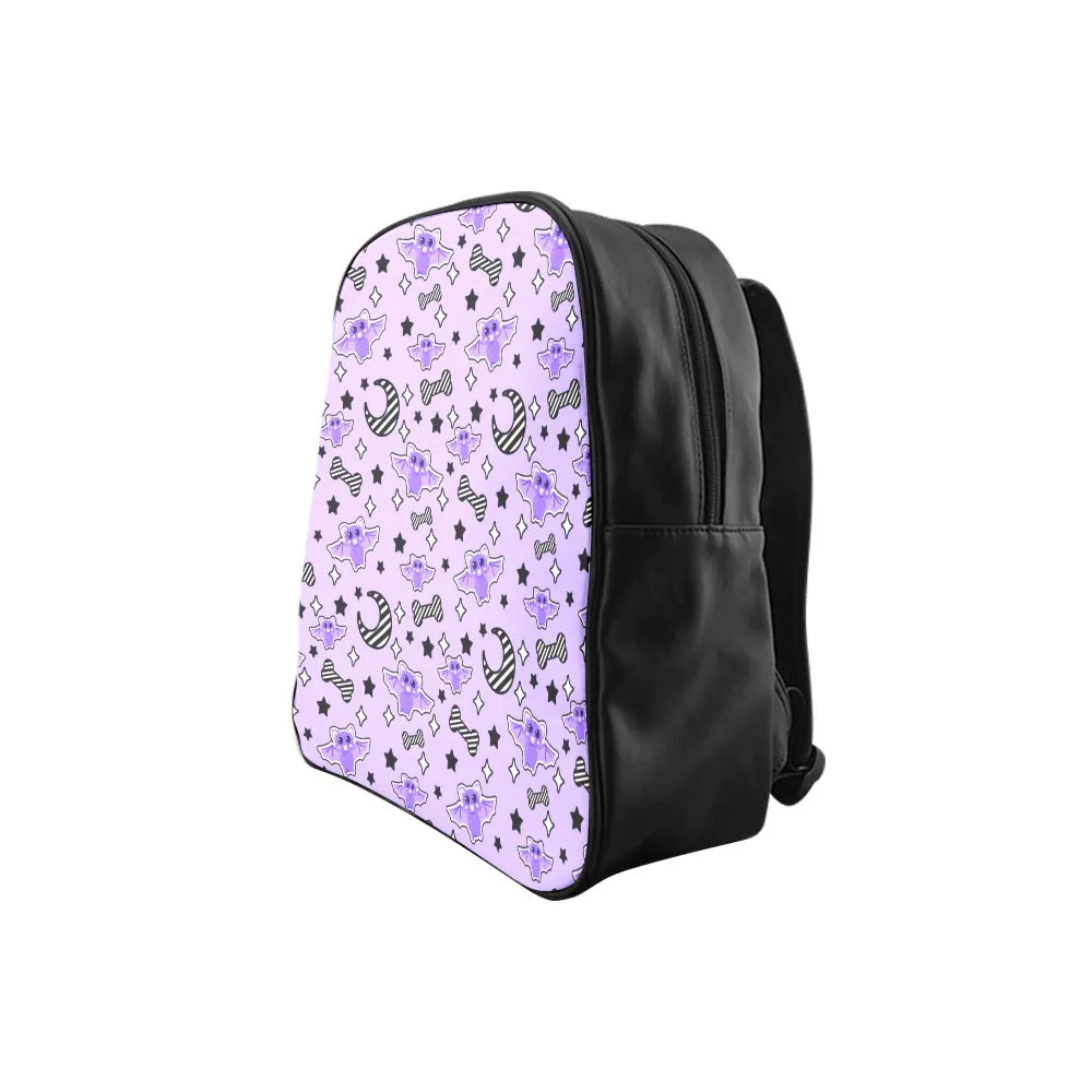 Magical Kawaii Spooky Bats Purple Backpack (Small)