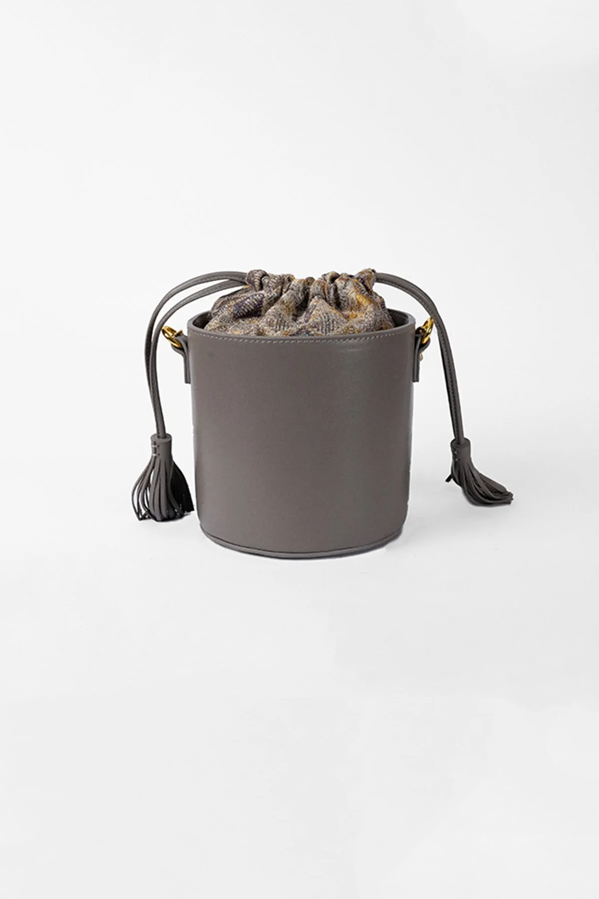 Magnolia Grey Leather Bucket Bag