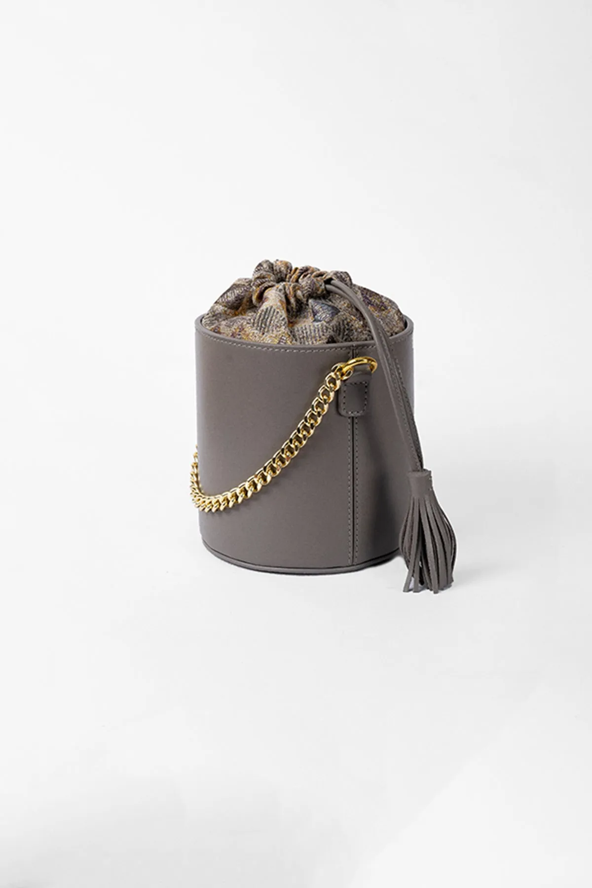 Magnolia Grey Leather Bucket Bag