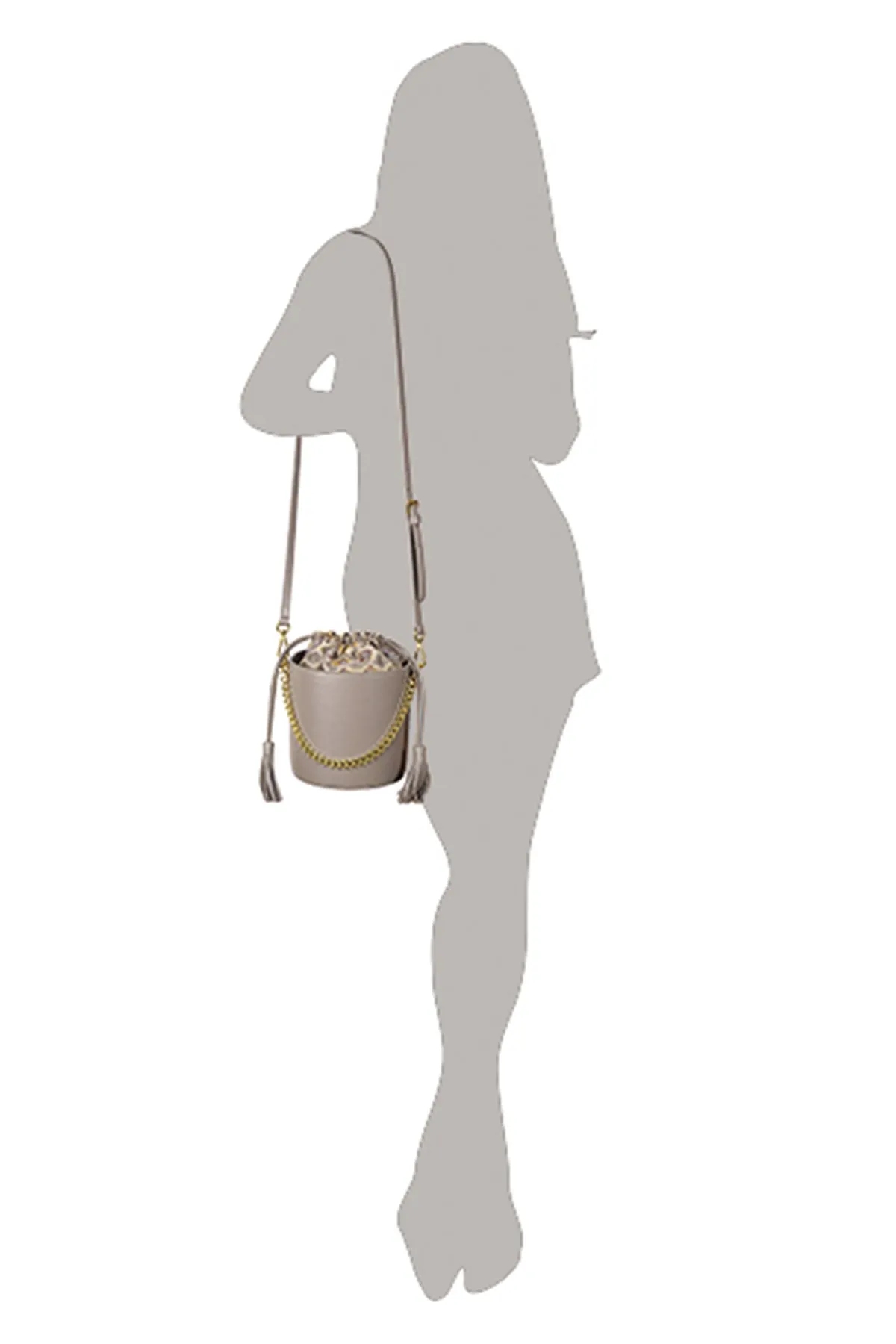 Magnolia Grey Leather Bucket Bag