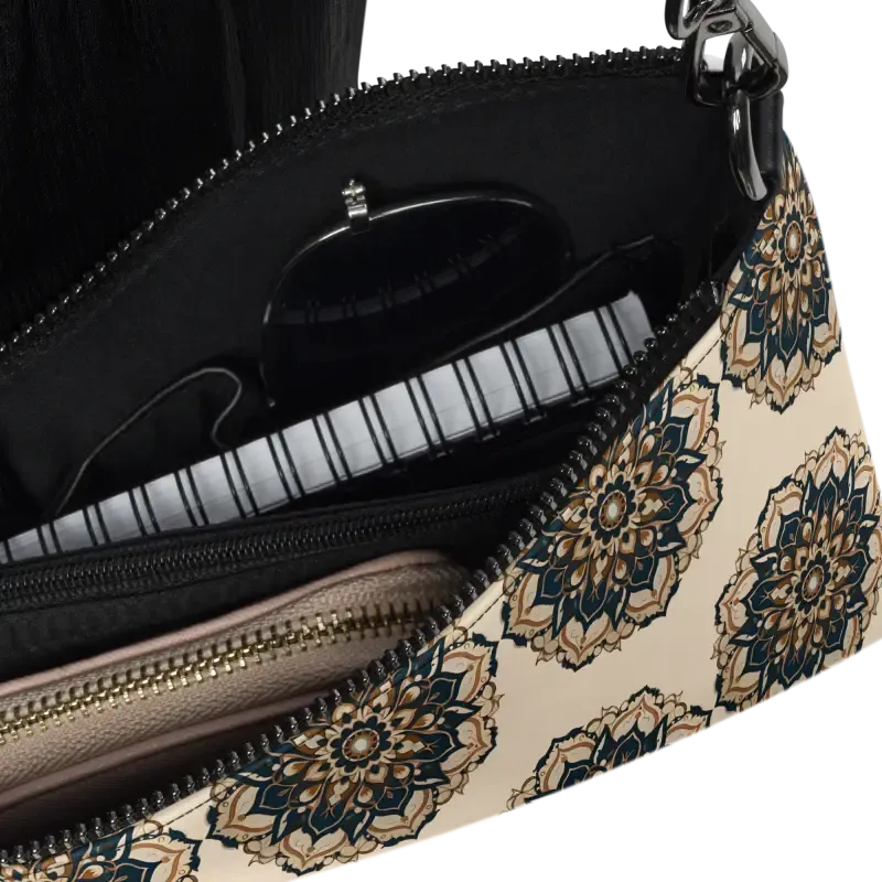 Mandal Pattern Faux Leather Crossbody Bag