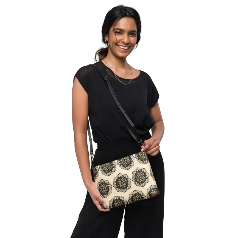 Mandal Pattern Faux Leather Crossbody Bag