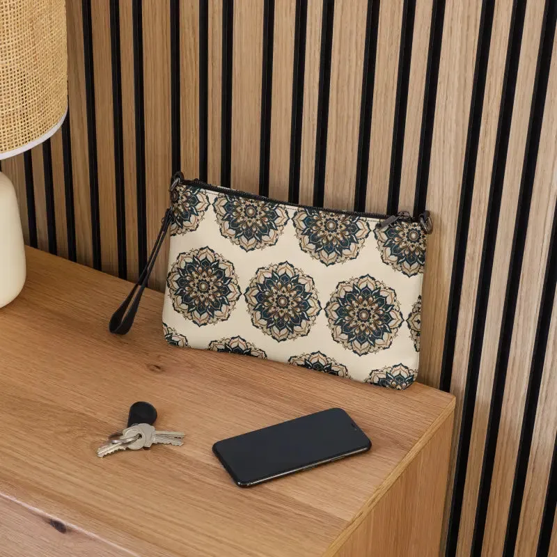 Mandal Pattern Faux Leather Crossbody Bag