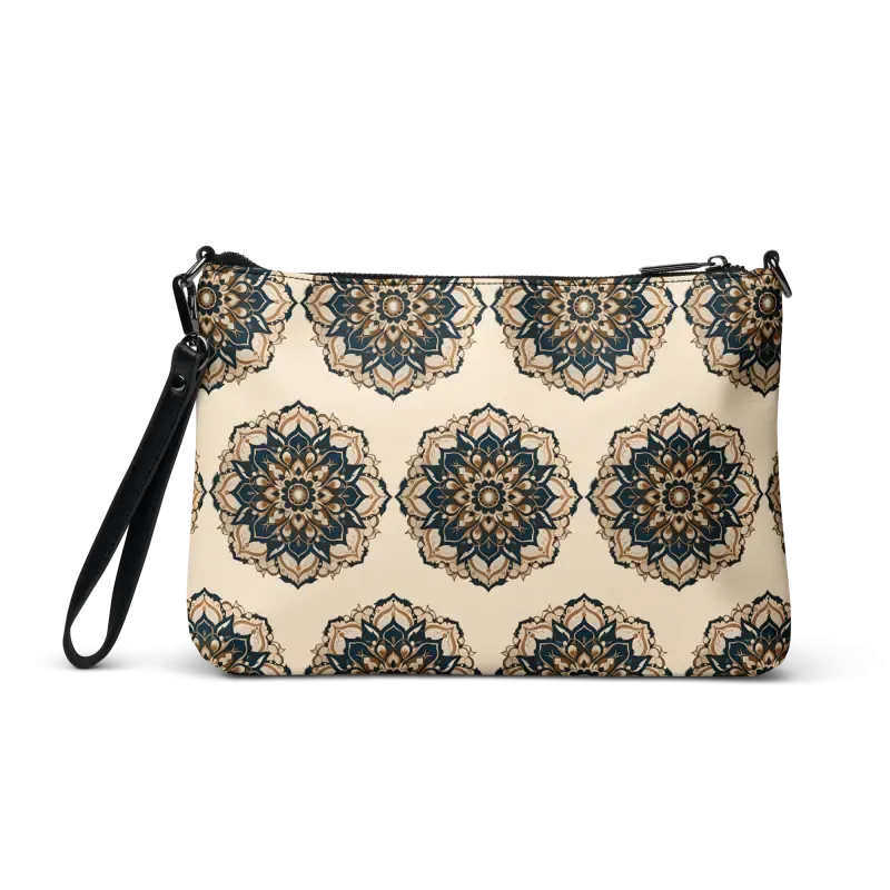 Mandal Pattern Faux Leather Crossbody Bag