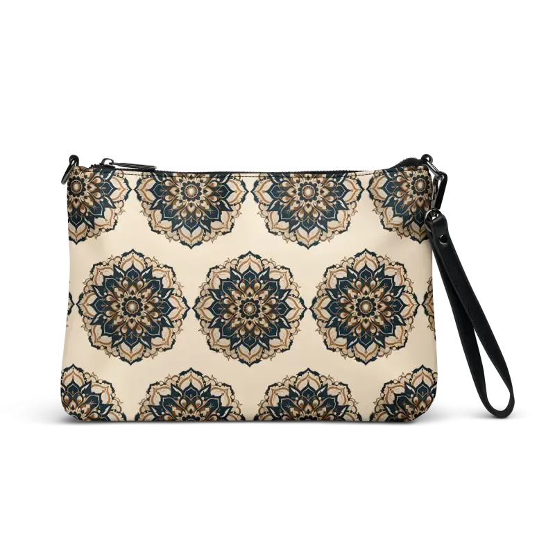 Mandal Pattern Faux Leather Crossbody Bag