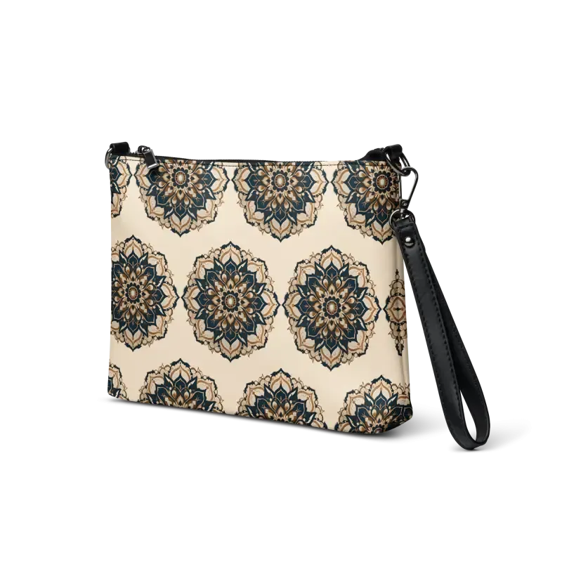 Mandal Pattern Faux Leather Crossbody Bag